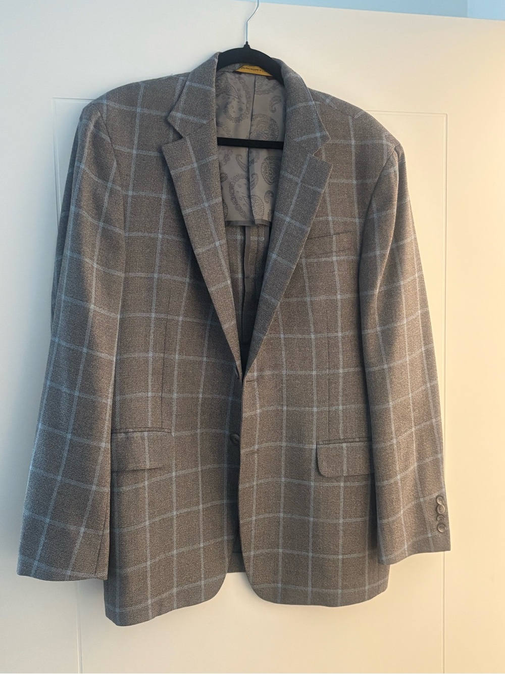 Robert Talbott Gray Windowpane Sport Coat with Light Blue Grid